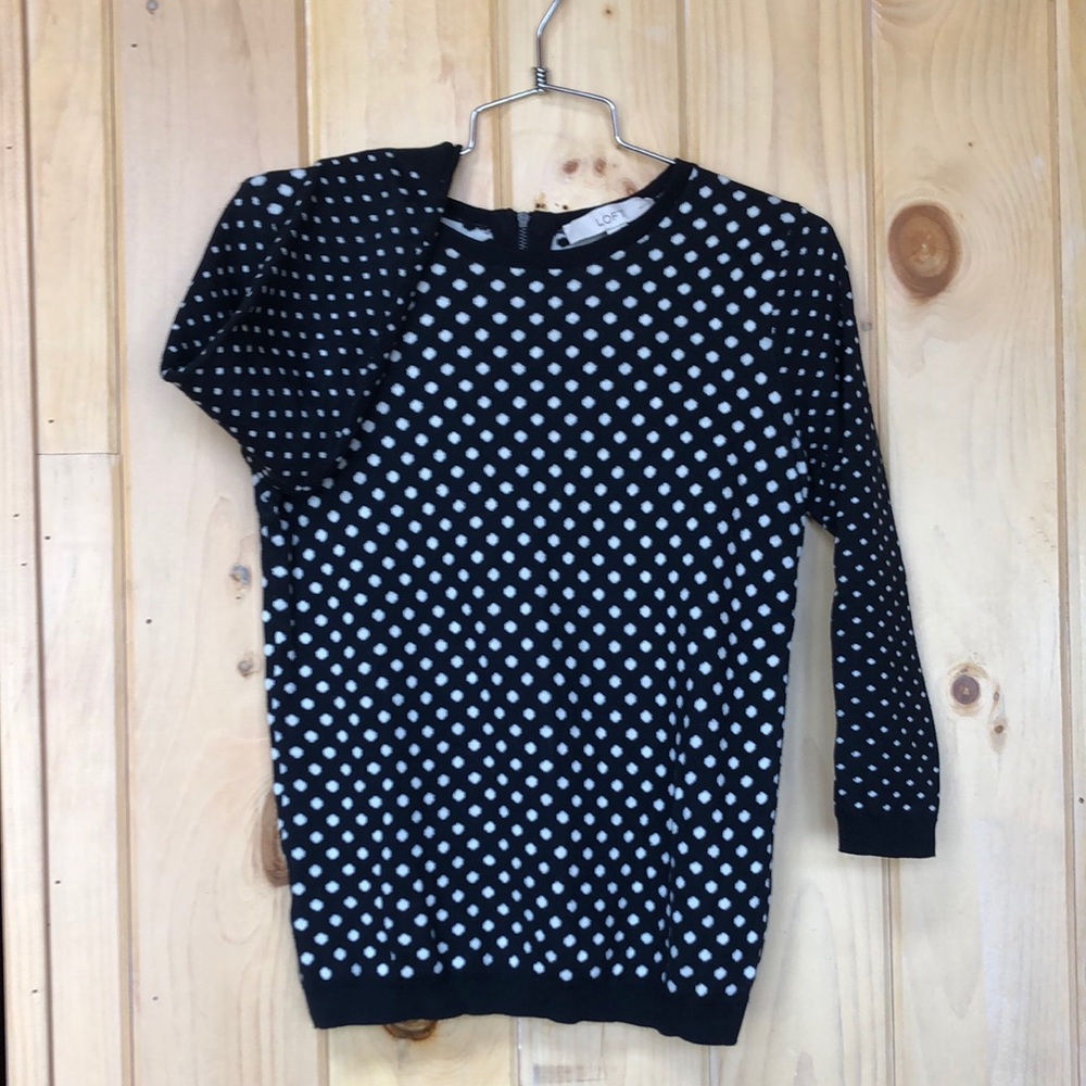Ann Taylor Zip Back Polka Dot Pullover Sweater EUC